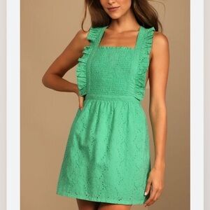 NWT LuLus Green Ruffle Dress Sz M
